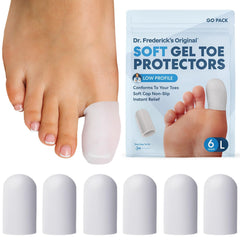 Dr. Frederick's Original Soft Gel Toe Protectors in box for easy storage and travel