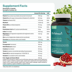 Dr. Fuhrman Men's Multivitamin label close-up for ingredient transparency
