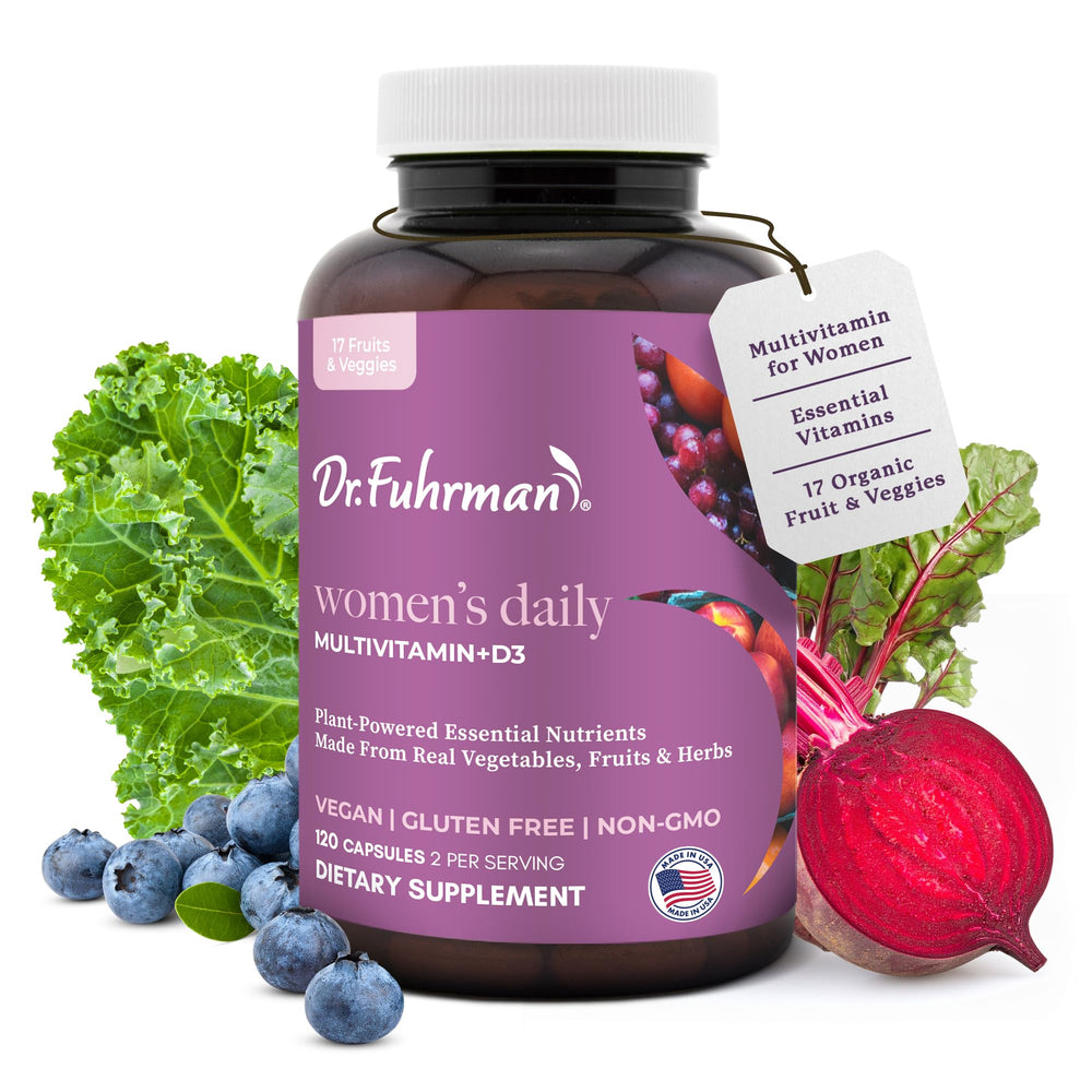 Dr. Fuhrman Women's Multivitamin bottle front view highlighting vegan formula
