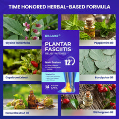 Dr. Luke packaging for plantar patches shown for home use.