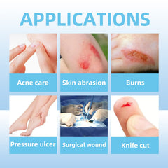 Dr. Med hydrocolloid dressing allows easy removal after absorption with saline option.