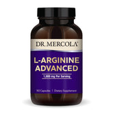 Dr. Mercola L-Arginine Advanced bottle front showing label and packaging for energy support