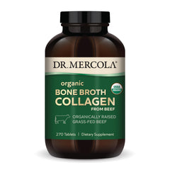 Dr. Mercola Organic Bone Broth Collagen tablets in bottle for daily joint support.