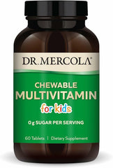 Dr. Mercola kids chewable multivitamin bottle for easy daily nutrition.