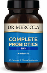 Dr. Mercola Complete Probiotics SBO bottle front promoting gut health support