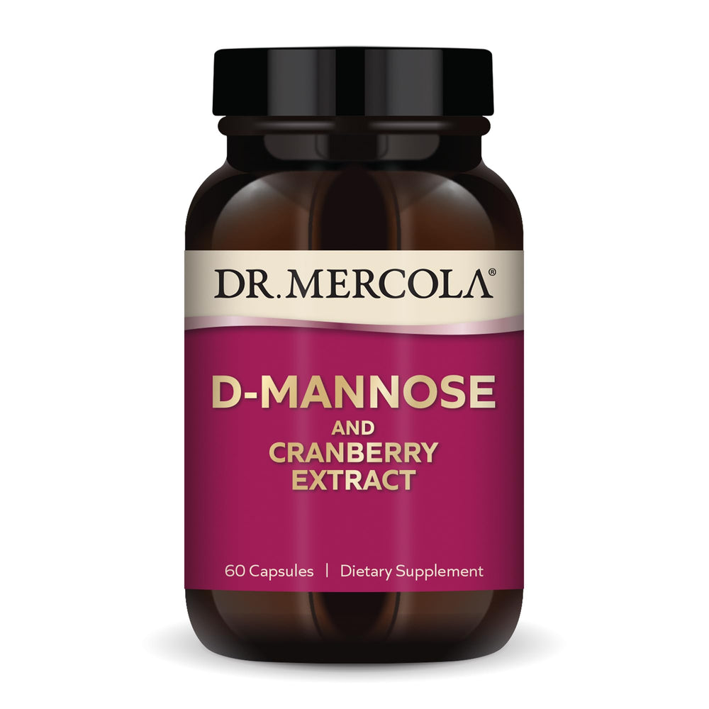 Dr. Mercola D-Mannose Cranberry bottle with capsules for urinary tract support