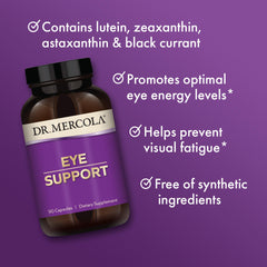 Dr. Mercola Eye Support black currant extract illustrates anthocyanins for retinal health.