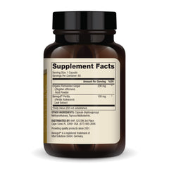 Close-up of Dr. Mercola Fermented Ginger with Benegut label highlighting key features.