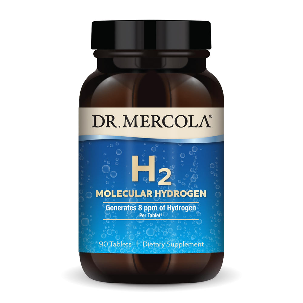 Dr. Mercola H2 tablet dissolving in water for easy hydration