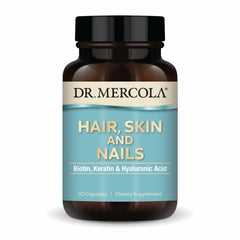 Dr. Mercola Hair, Skin and Nails bottle view supports overall healthy aging