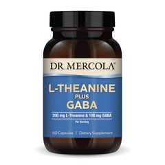 Dr Mercola L-Theanine Plus Capsules bottle front for calm focus support