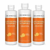 Dr. Mercola Liquid Liposomal Vitamin C bottle pours smoothly for daily antioxidant support.