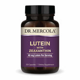 Dr. Mercola Lutein with Zeaxanthin bottle and capsules for daily eye health support.