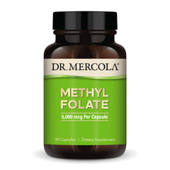 Dr. Mercola Methyl Folate bottle front view for daily cellular health support.