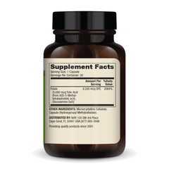 Dr. Mercola Methyl Folate bottle pour illustrating simple daily use for routine detox support.