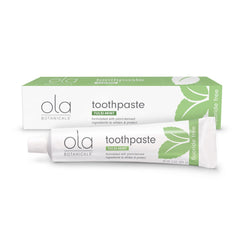 Dr. Mercola Ola Botanicals toothpaste Tulsi-Mint tube refreshing breath with plant-based formula.