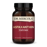 Dr. Mercola Organic Astaxanthin 12 mg bottle pour highlights antioxidant support