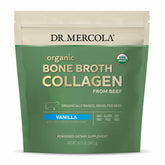 Dr Mercola Organic Bone Broth Collagen Powder vanilla tub for daily protein boost