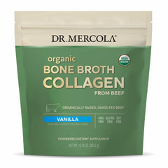 Dr Mercola Organic Bone Broth Collagen Powder vanilla tub for daily protein boost