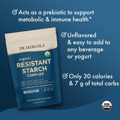 Pouring the Dr. Mercola starch powder into a shaker for convenient use.