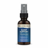 Dr. Mercola Sleep Support spray bottle with raspberry flavor for easy nightly use.