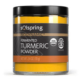 Dr. Mercola Solspring turmeric powder in a jar for vibrant culinary uses.