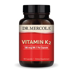 Dr. Mercola Vitamin K2-180 mcg bottle front view for daily calcium support