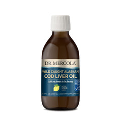 Dr. Mercola cod liver oil bottle with omega-3 profile for brain support