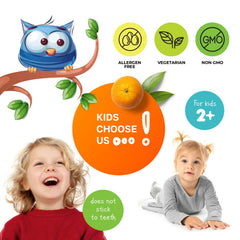 DR. MORITZ Kids Multivitamins label highlighting essential nutrients.