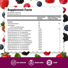 DR. MORITZ Lions Mane Gummies label close-up, no sugar added and natural ingredients