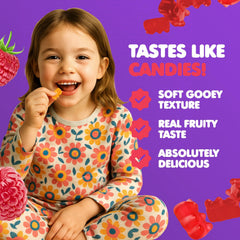 DR. MORITZ raspberry-flavored gummies close-up for a tasty nightly routine.
