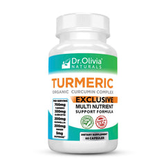 Dr. Olivia Naturals turmeric complex bottle front view for daily joint support