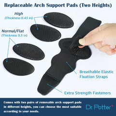 Adjustable fixation straps for secure, comfortable wear with DR POTTER plus sleeves