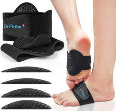 DR POTTER plus arch sleeves in use providing arch support during daily activities