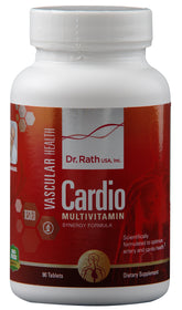 Dr. Rath Cardiovascular Health bottle close-up highlighting compact tablets for daily support
