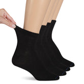 Dr. Scholl's diabetes and circulator socks in black, front pack view with non-binding fit