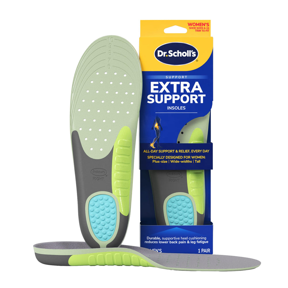 Dr. Scholl's extra-support insole with heel cushion for day-long comfort.