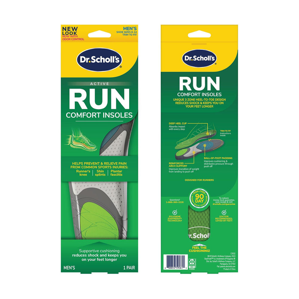 Dr. Scholl's Run Active Comfort insole closeup for enhanced cushioning during runs