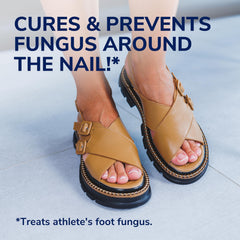 Dr Scholl's Tolnaftate 1% swab applied for targeted fungal care around the nail.