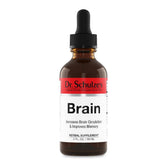 Dr. Schulze's Brain Formula bottle front shows vegan brain support for focus