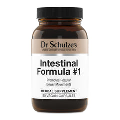 Dr. Schulze's Intestinal Formula 1 bottle front view for vegan bowel support.