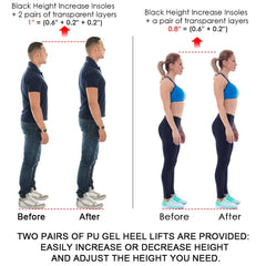 Dr. Shoesert PU gel layers included for versatile height options