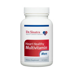 Dr. Sinatra Heart Healthy Multivitamin for Men bottle, supports daily energy and vitality.