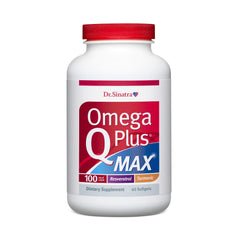 Dr. Sinatra Omega Q Plus MAX bottle front showing product branding and packaging.