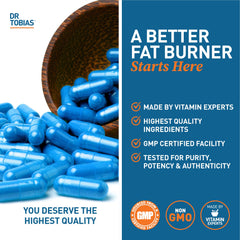 Dr. Tobias Fat Burner Nightly packaging shown with detailed ingredients on the label