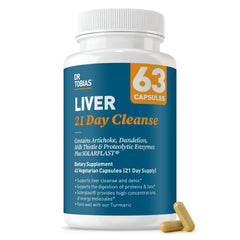 Dr. Tobias Liver 21 Day Cleanse bottle front for detox support.