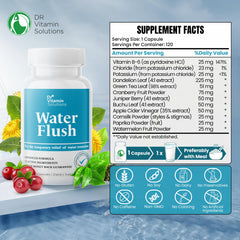 DR VITAMIN SOLUTIONS diuretic water pills bottle front highlights clean ingredients.