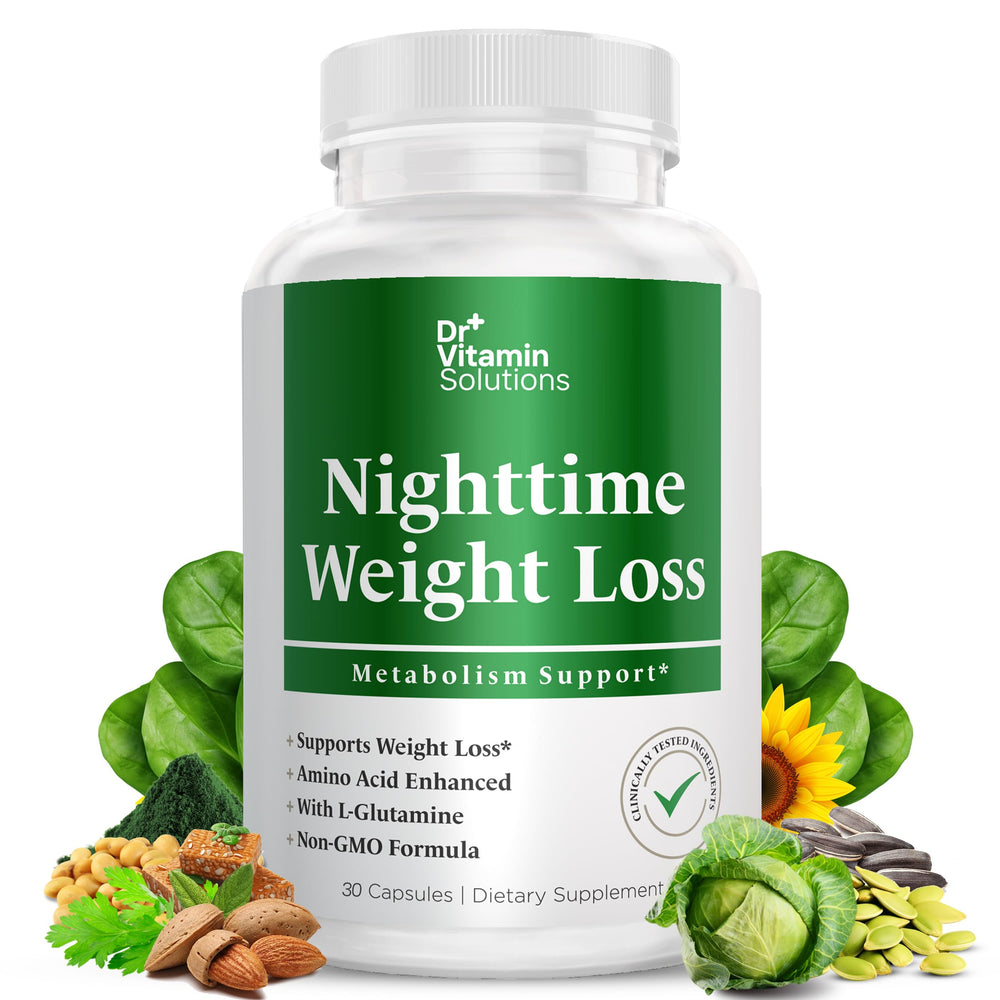 DR VITAMIN SOLUTIONS nighttime fat burner bottle ready for nightly use