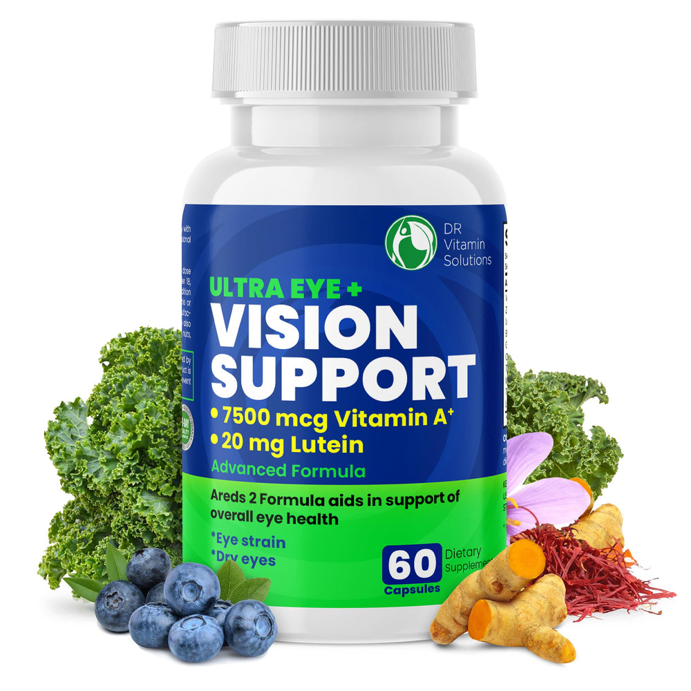 DR VITAMIN SOLUTIONS Vision Support bottle with AREDS 2 formula for eye health.