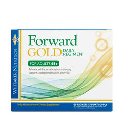 DR.WHITAKER Forward Gold bottle on a kitchen counter signaling daily nutrient support.